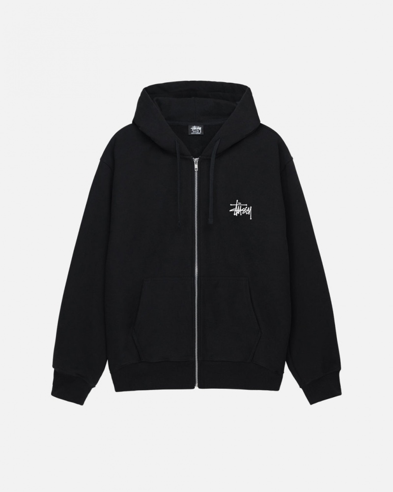 Stussy Basic Stussy Zip Hoodie - Unisex Hoodies Negros | QMXWA76670