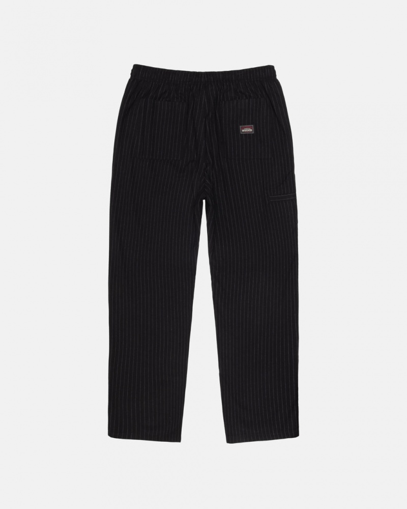 Stussy Beach Pant Lana Stripe - Unisex Pants Negros | EMXHC49655