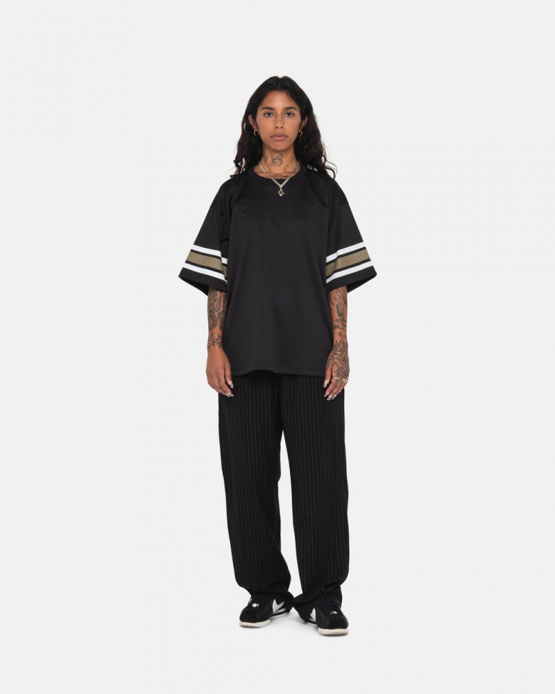 Stussy Beach Pant Lana Stripe - Unisex Pants Negros | EMXHC49655