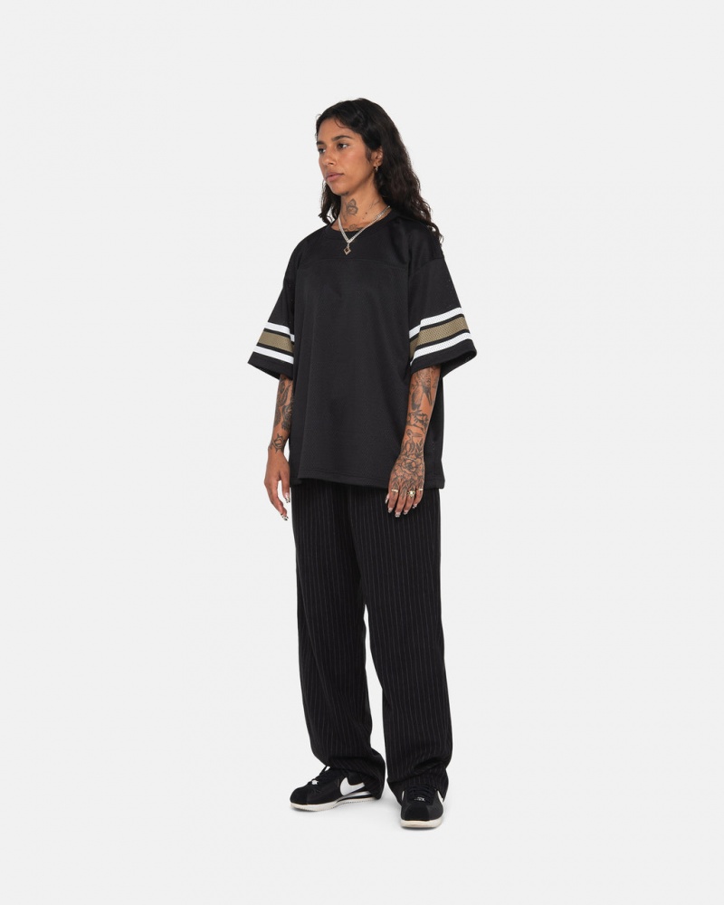 Stussy Beach Pant Lana Stripe - Unisex Pants Negros | EMXHC49655