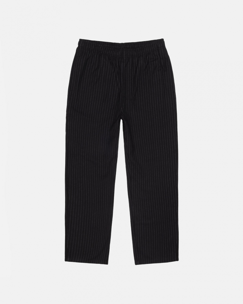 Stussy Beach Pant Lana Stripe - Unisex Pants Negros | EMXHC49655