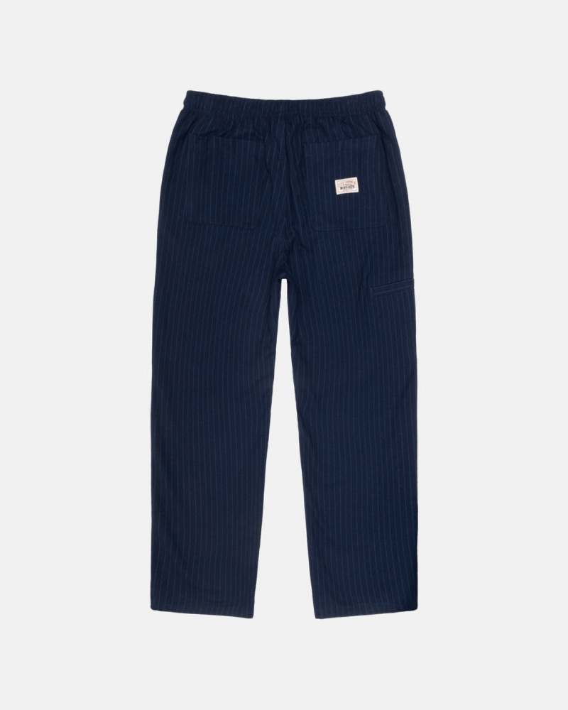 Stussy Beach Pant Lana Stripe - Unisex Pants Azul Marino | MXJKU38608