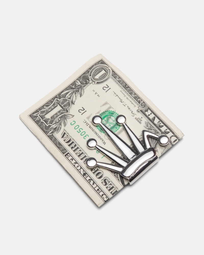 Stussy Bent Crown Money Clip - Novelty Home Plateados | GMXUC18393