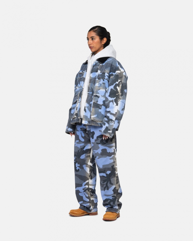 Stussy Big Ol& Jean Spray Dye Lona - Unisex Denim Azules Camuflados | MXQCS23125