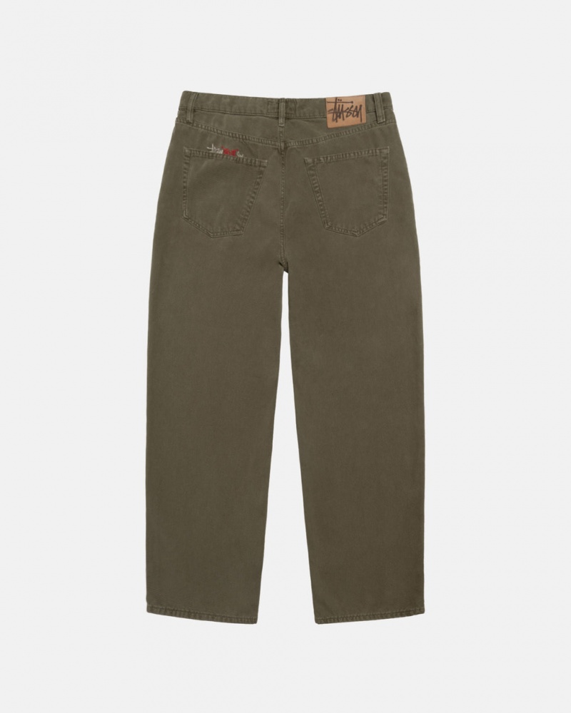 Stussy Big Ol& Jean Washed Lona - Unisex Pants Verde Oliva | MXDYB36149