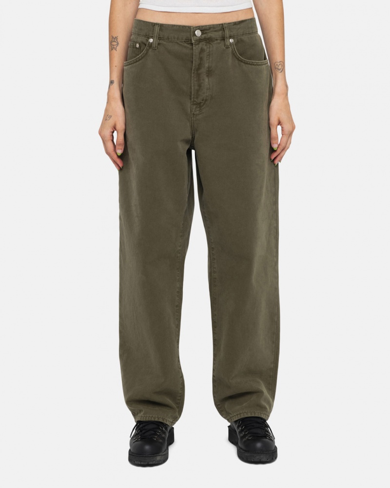 Stussy Big Ol& Jean Washed Lona - Unisex Pants Verde Oliva | MXDYB36149