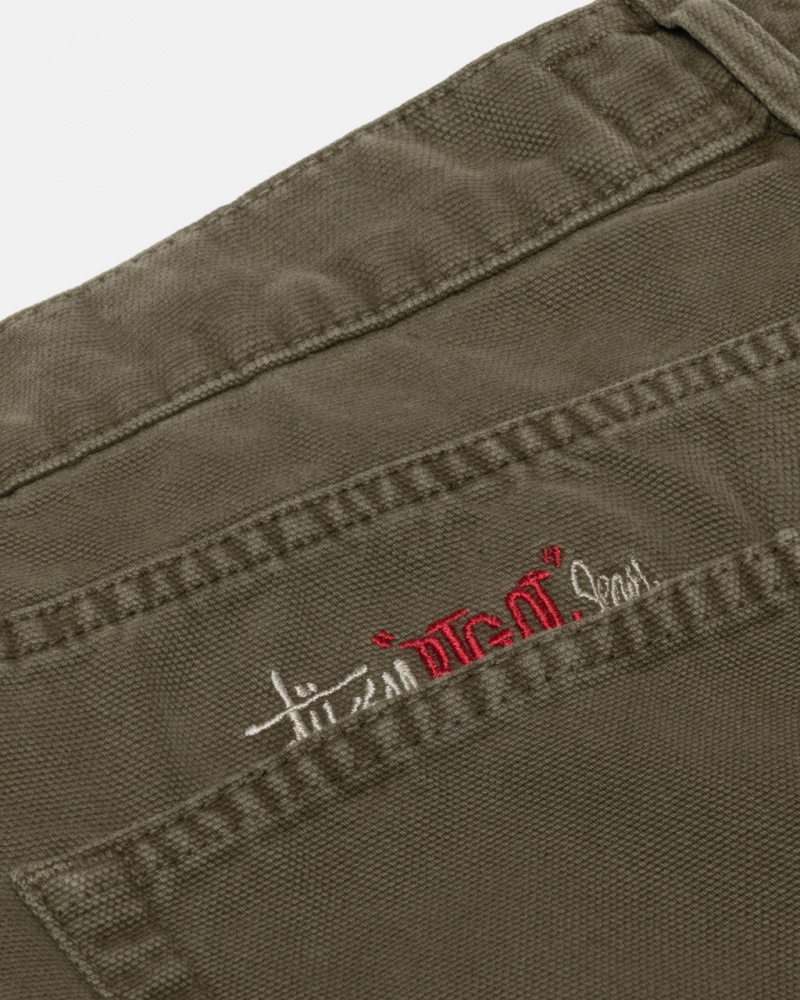 Stussy Big Ol& Jean Washed Lona - Unisex Pants Verde Oliva | MXDYB36149