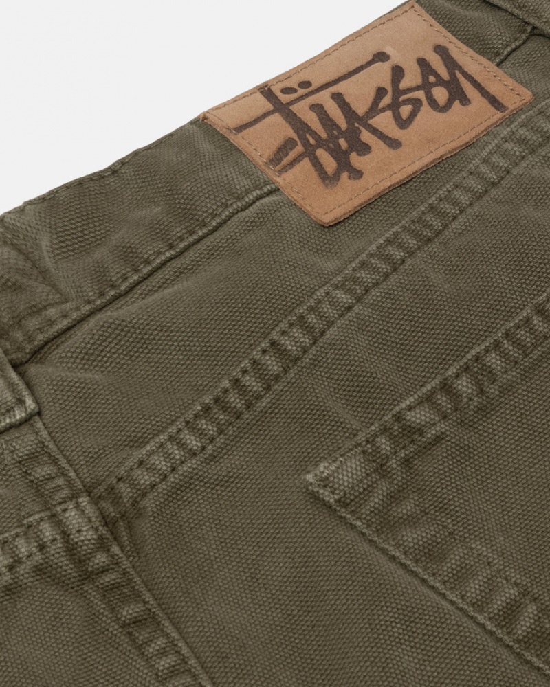 Stussy Big Ol& Jean Washed Lona - Unisex Pants Verde Oliva | MXDYB36149