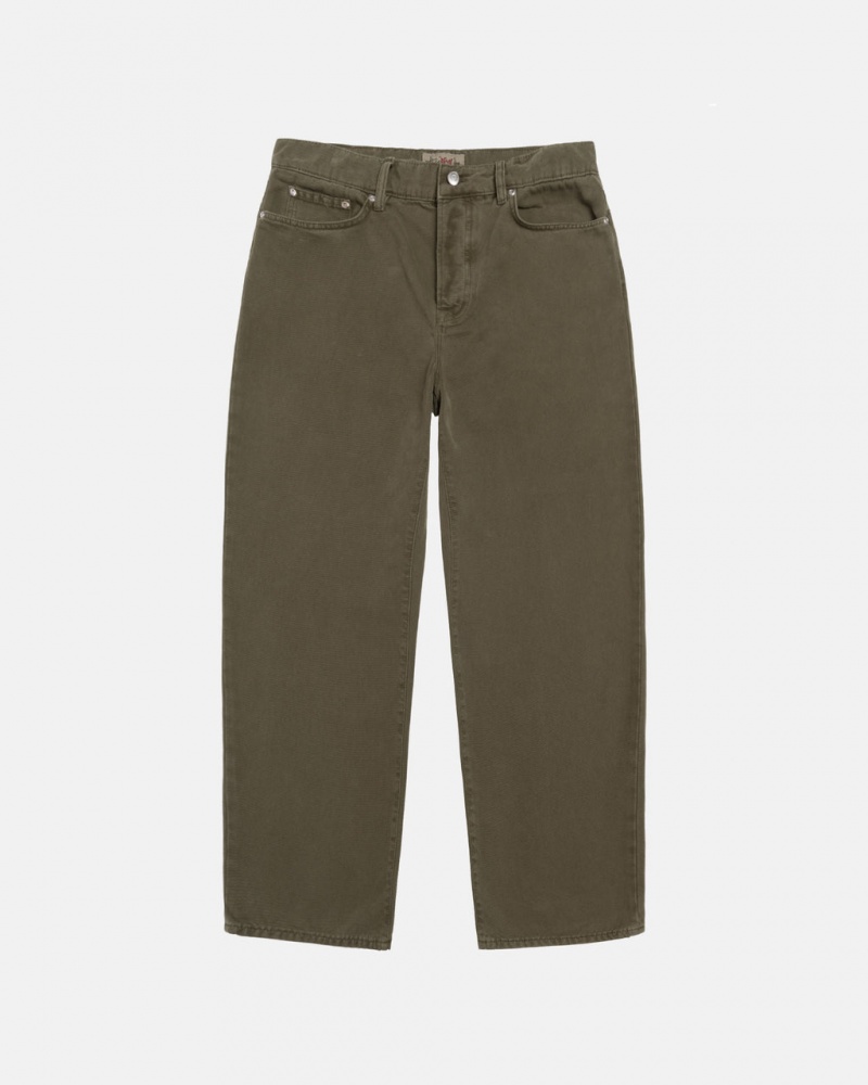 Stussy Big Ol& Jean Washed Lona - Unisex Pants Verde Oliva | MXDYB36149