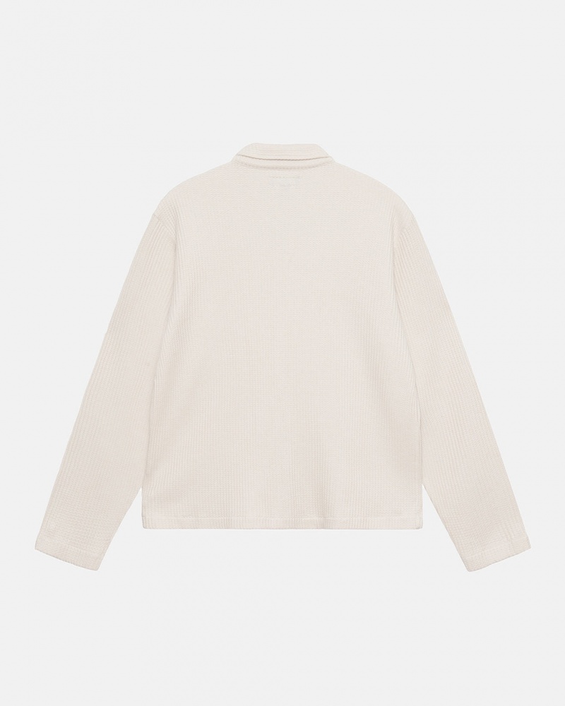 Stussy Big Thermal Zip Shirt - Unisex Tops Shirts Beige | XMXBH14304