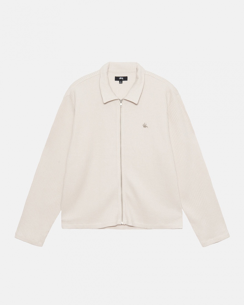 Stussy Big Thermal Zip Shirt - Unisex Tops Shirts Beige | XMXBH14304