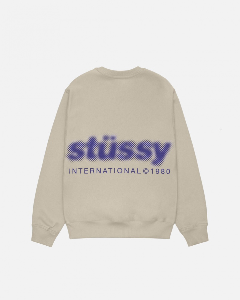 Stussy Blur Crew - Unisex Hoodies Kaki | GMXUC46739