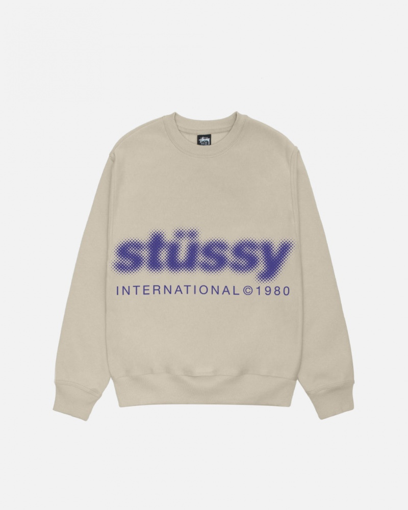 Stussy Blur Crew - Unisex Hoodies Kaki | GMXUC46739