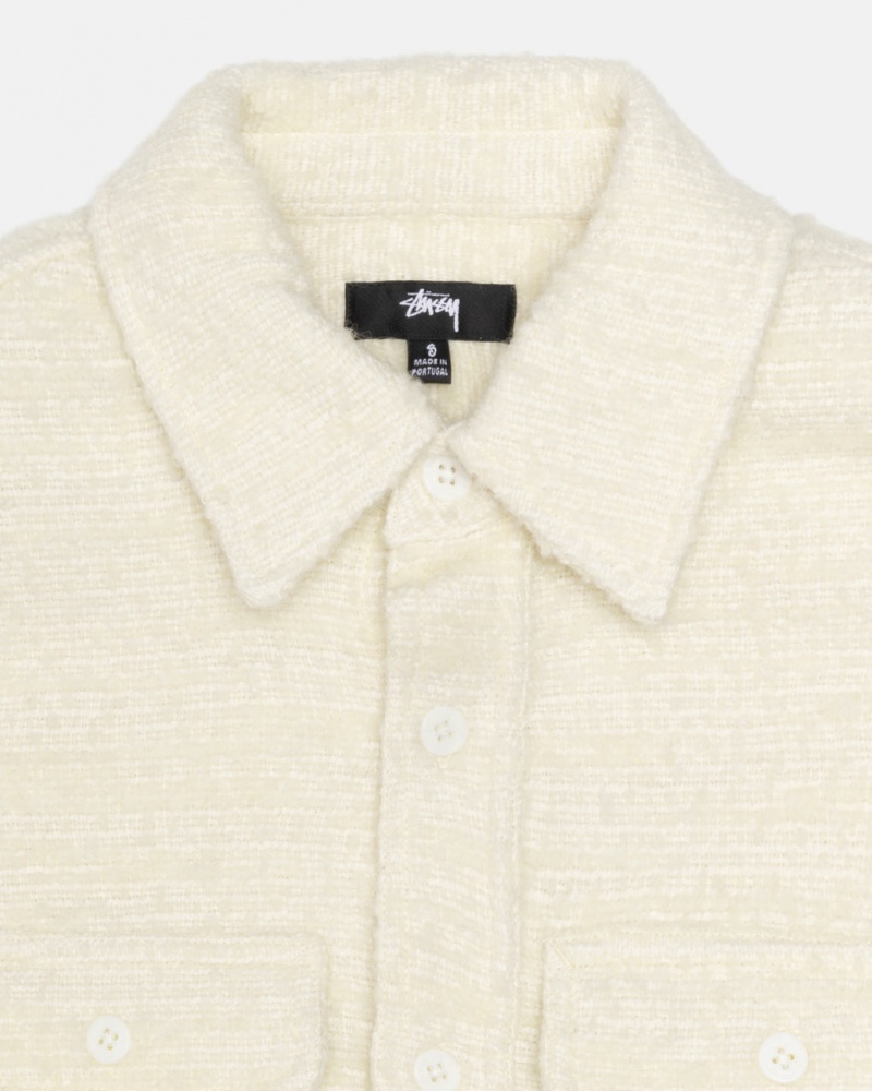 Stussy Boucle Lana Cpo Shirt - Unisex Tops Shirts Beige | MXXMI15342