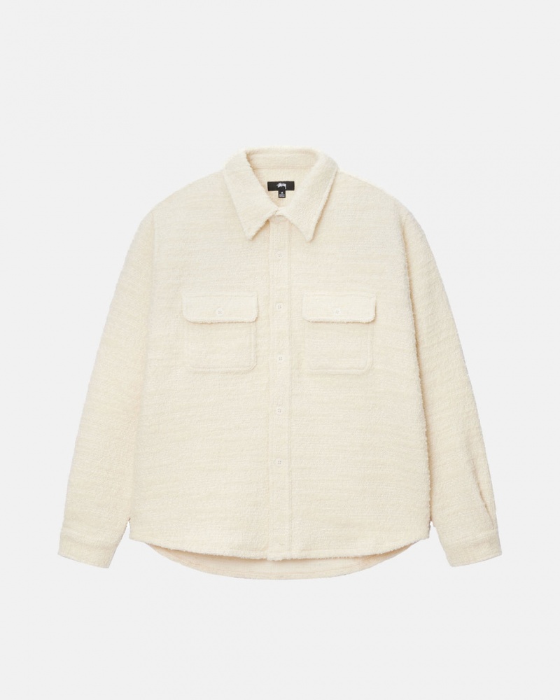 Stussy Boucle Lana Cpo Shirt - Unisex Tops Shirts Beige | MXXMI15342