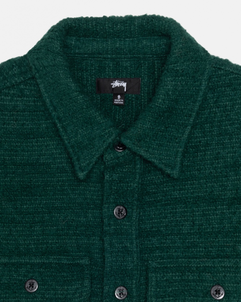 Stussy Boucle Lana Cpo Shirt - Unisex Tops Shirts Verdes | MMXFT75967