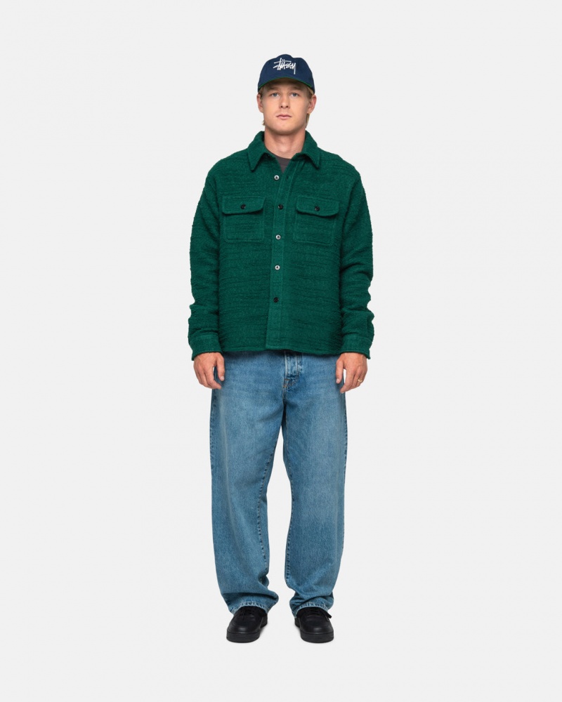 Stussy Boucle Lana Cpo Shirt - Unisex Tops Shirts Verdes | MMXFT75967