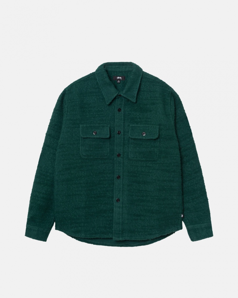 Stussy Boucle Lana Cpo Shirt - Unisex Tops Shirts Verdes | MMXFT75967