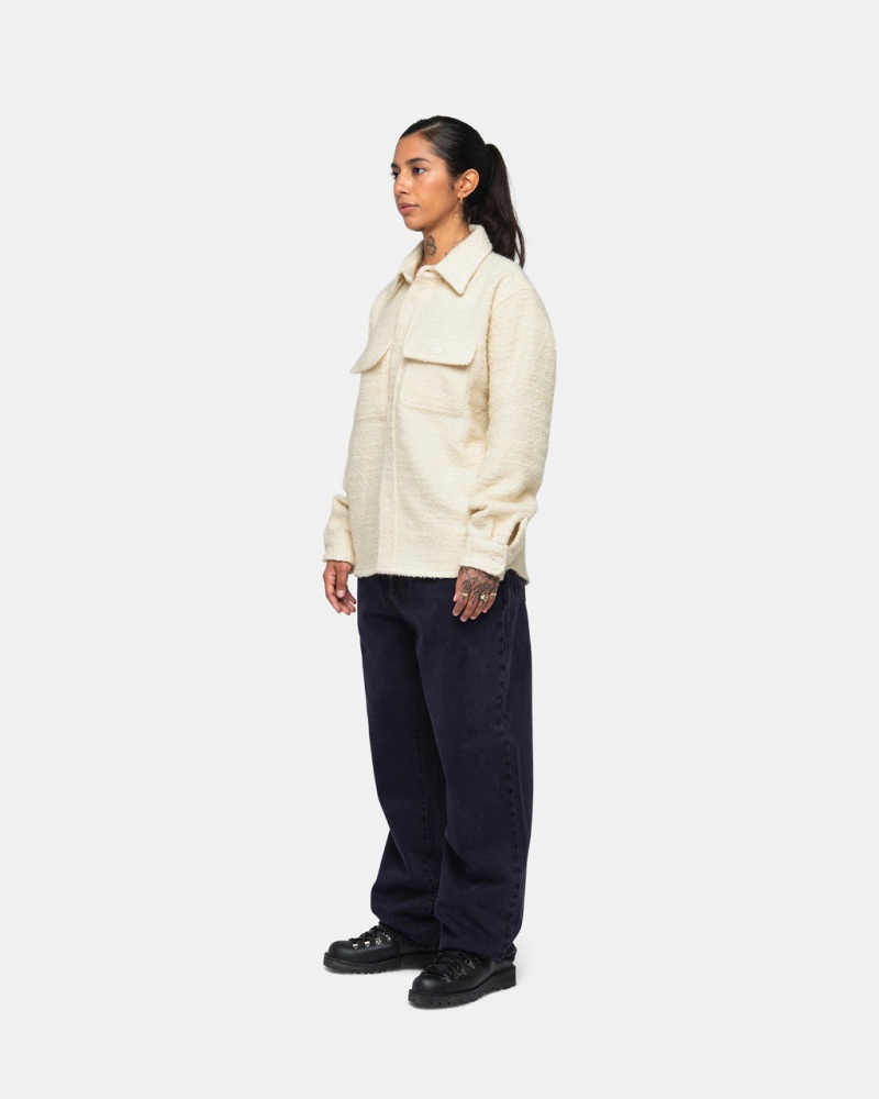 Stussy Boucle Lana Cpo Shirt - Unisex Tops Beige | MXZPD30144