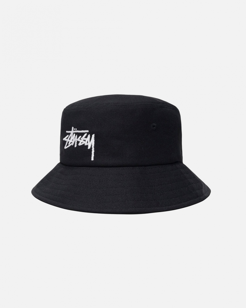 Stussy Bucket Hat Big Stock - Unisex Negros | MXICD39321