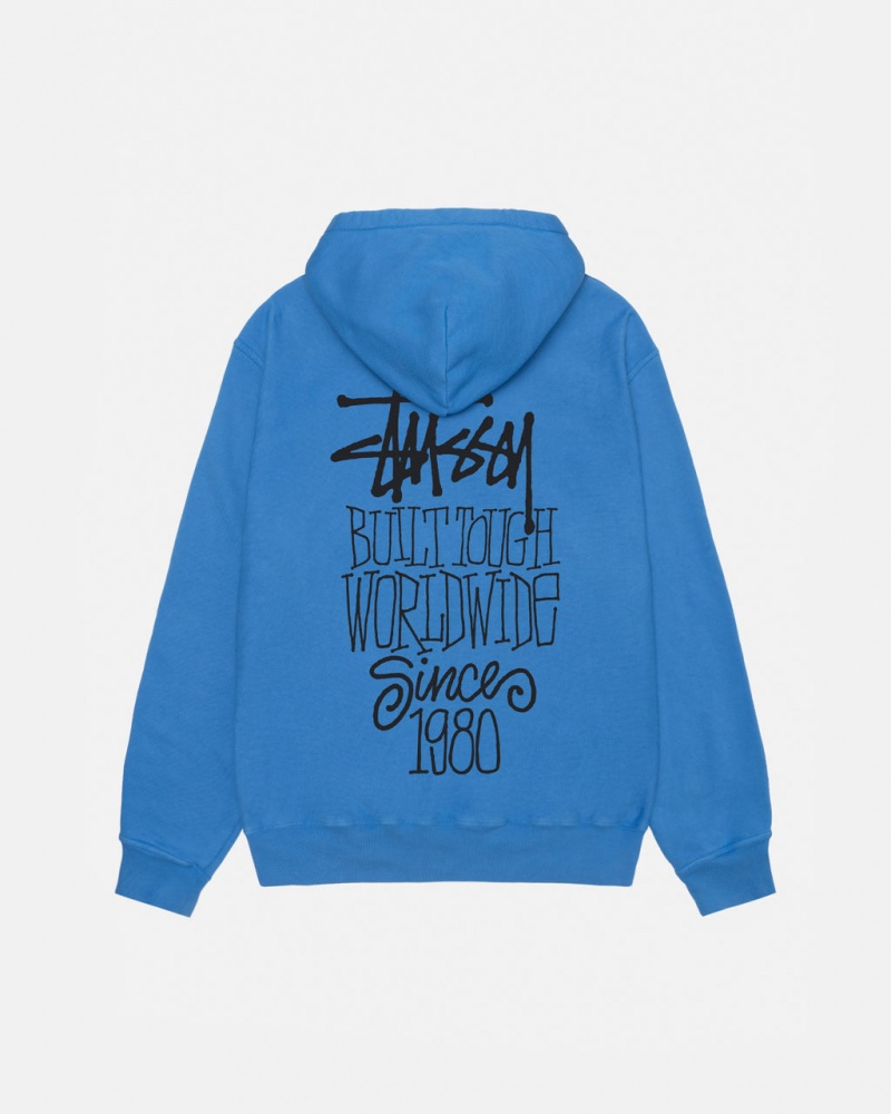 Stussy Built Tough Hoodie Pigment Dyed - Unisex Hoodies Azules | SMXNY40548