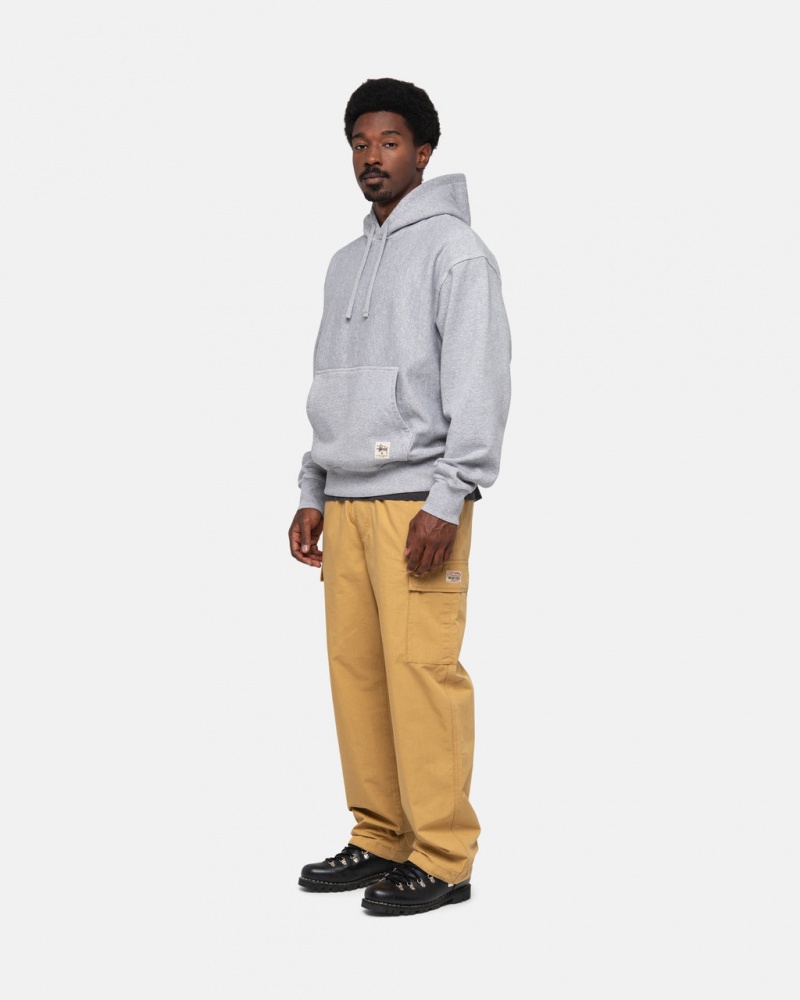 Stussy Contrast Stitch Label Hoodie - Unisex Hoodies Grises | QMXUV21284