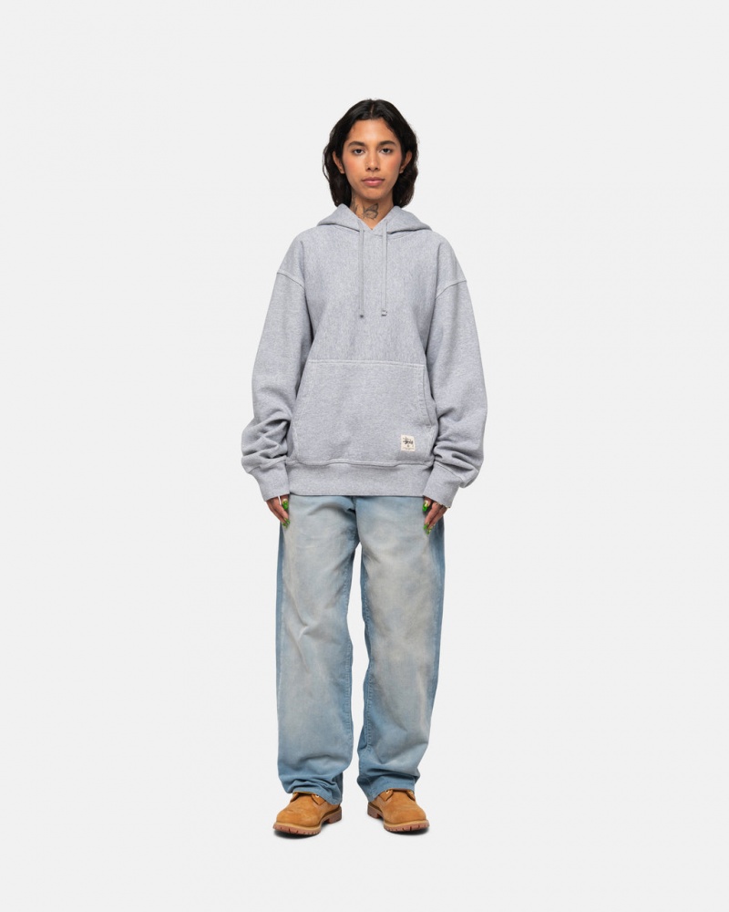 Stussy Contrast Stitch Label Hoodie - Unisex Hoodies Grises | QMXUV21284