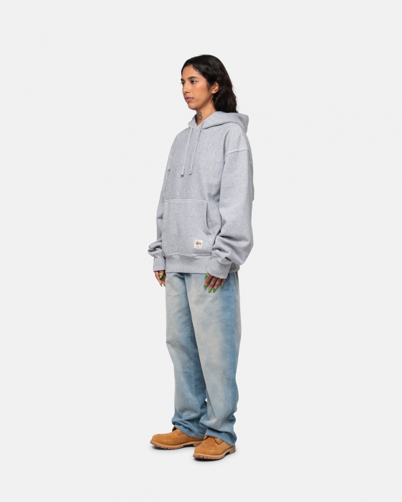 Stussy Contrast Stitch Label Hoodie - Unisex Hoodies Grises | QMXUV21284