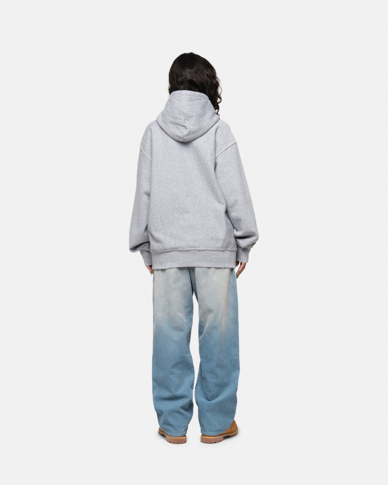 Stussy Contrast Stitch Label Hoodie - Unisex Hoodies Grises | QMXUV21284