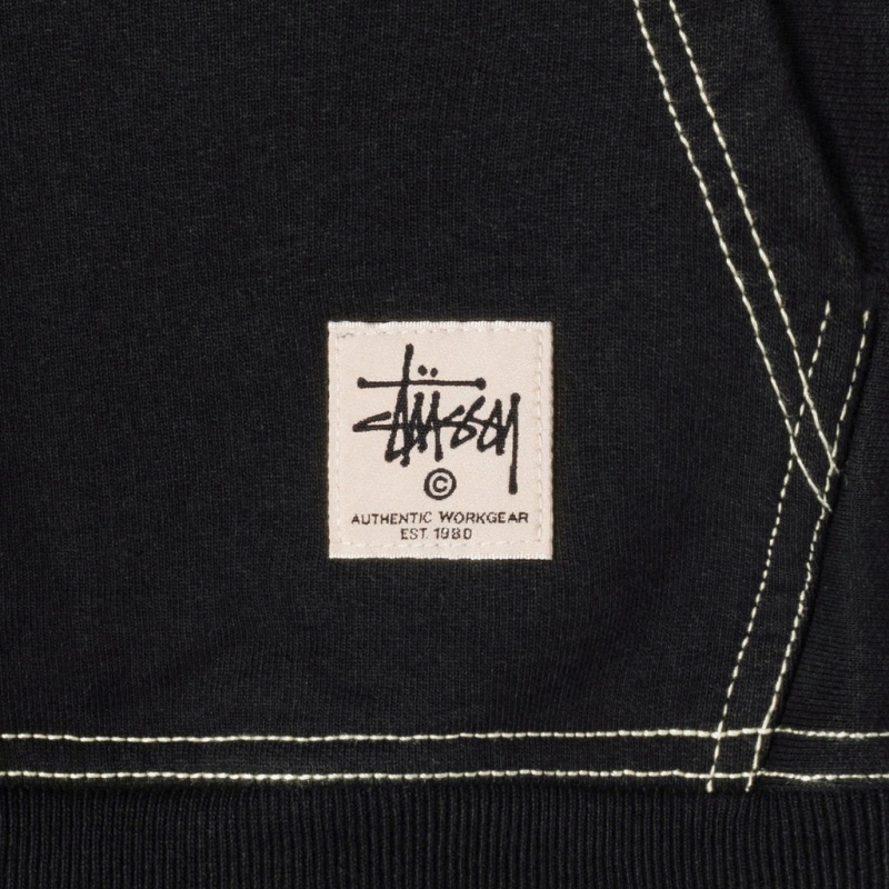 Stussy Contrast Stitch Label Hoodie - Unisex Hoodies Negros | ZMXMJ60597