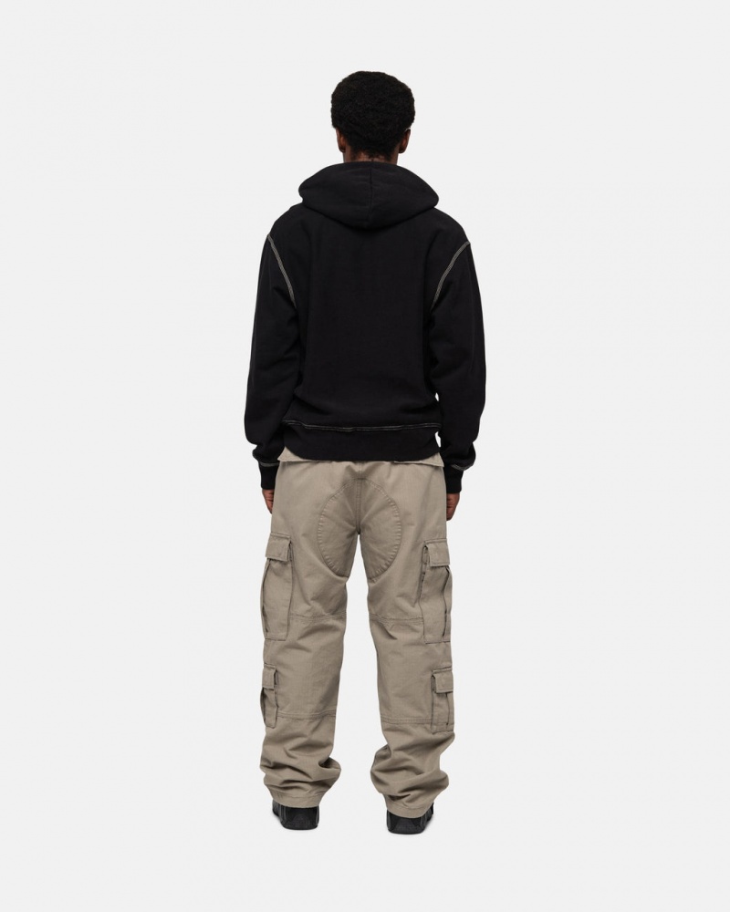 Stussy Contrast Stitch Label Hoodie - Unisex Hoodies Negros | ZMXMJ60597