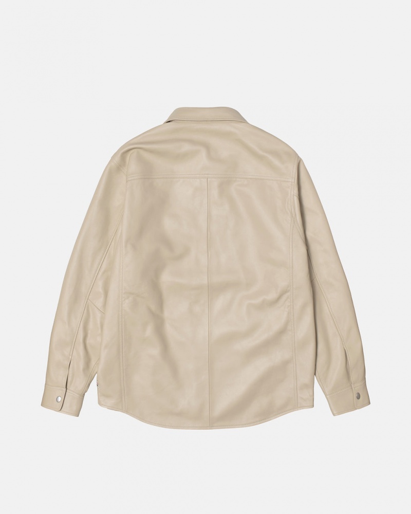 Stussy Cuero Overshirt - Unisex Tops Beige | MMXFT44451