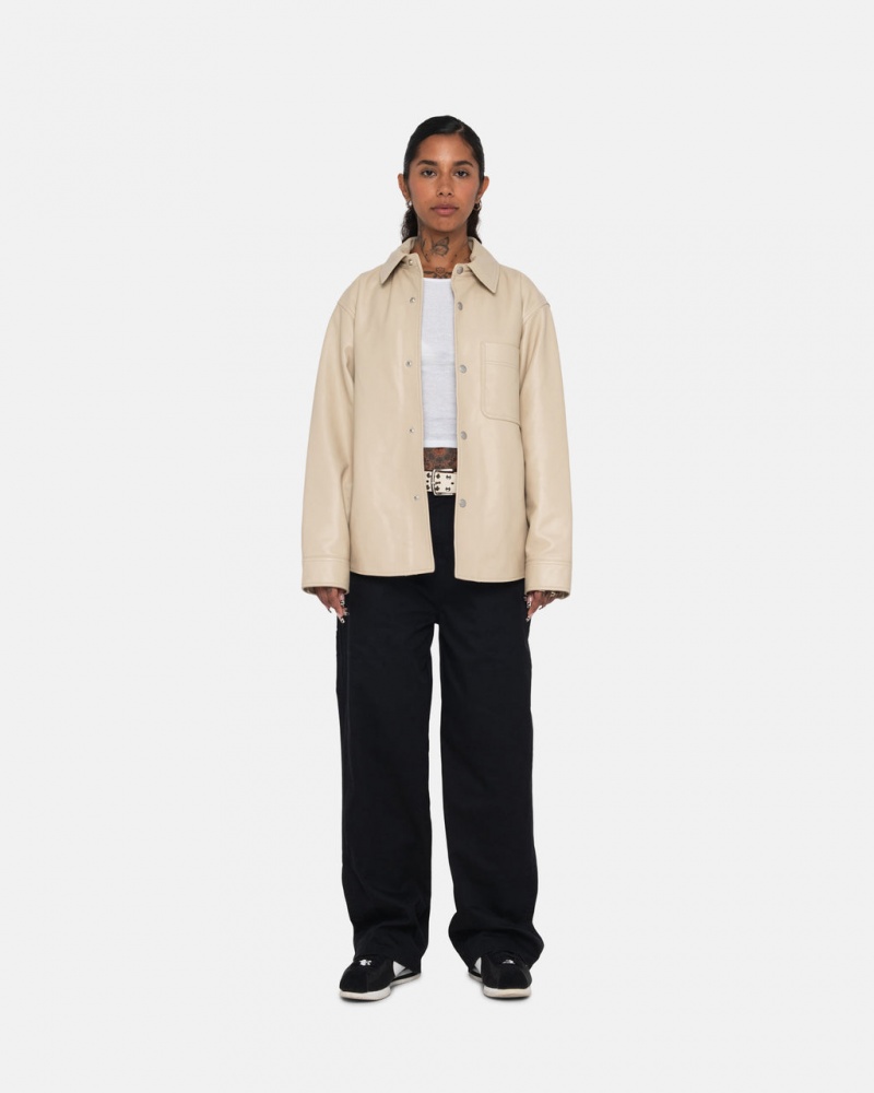 Stussy Cuero Overshirt - Unisex Tops Beige | MMXFT44451