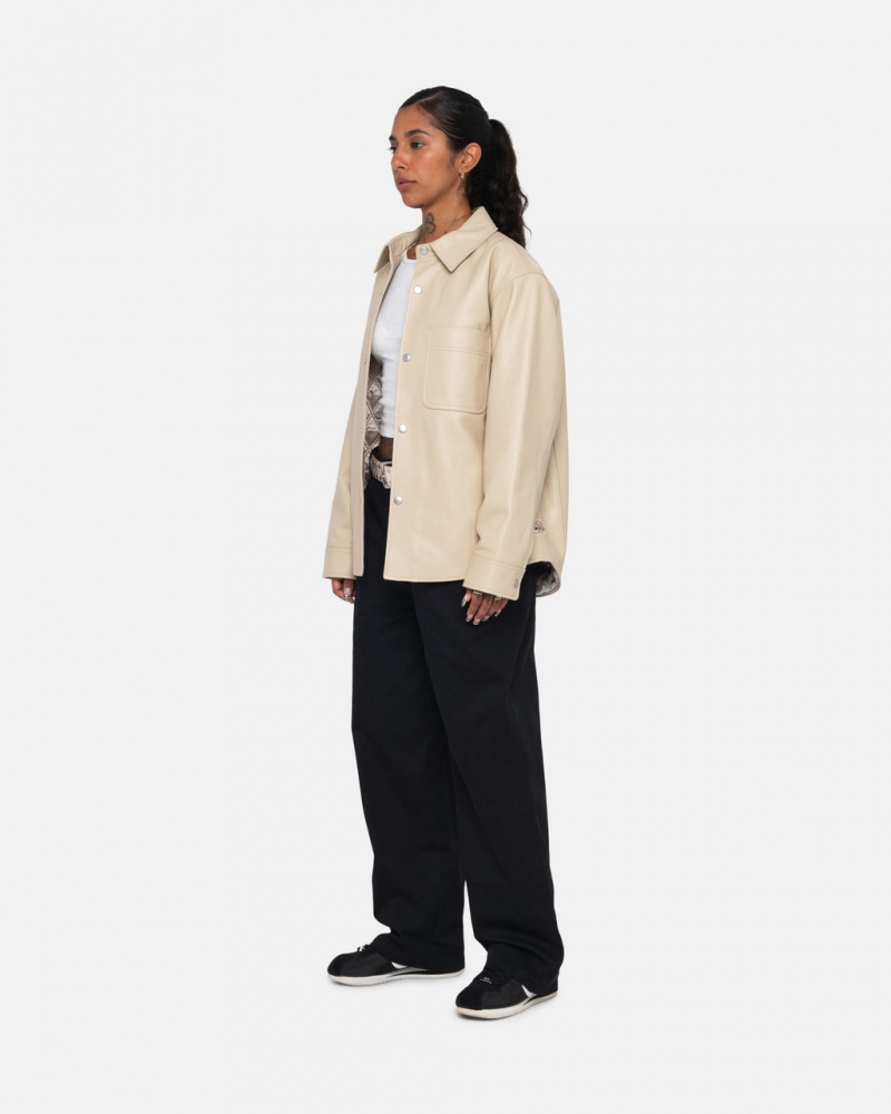 Stussy Cuero Overshirt - Unisex Tops Beige | MMXFT44451