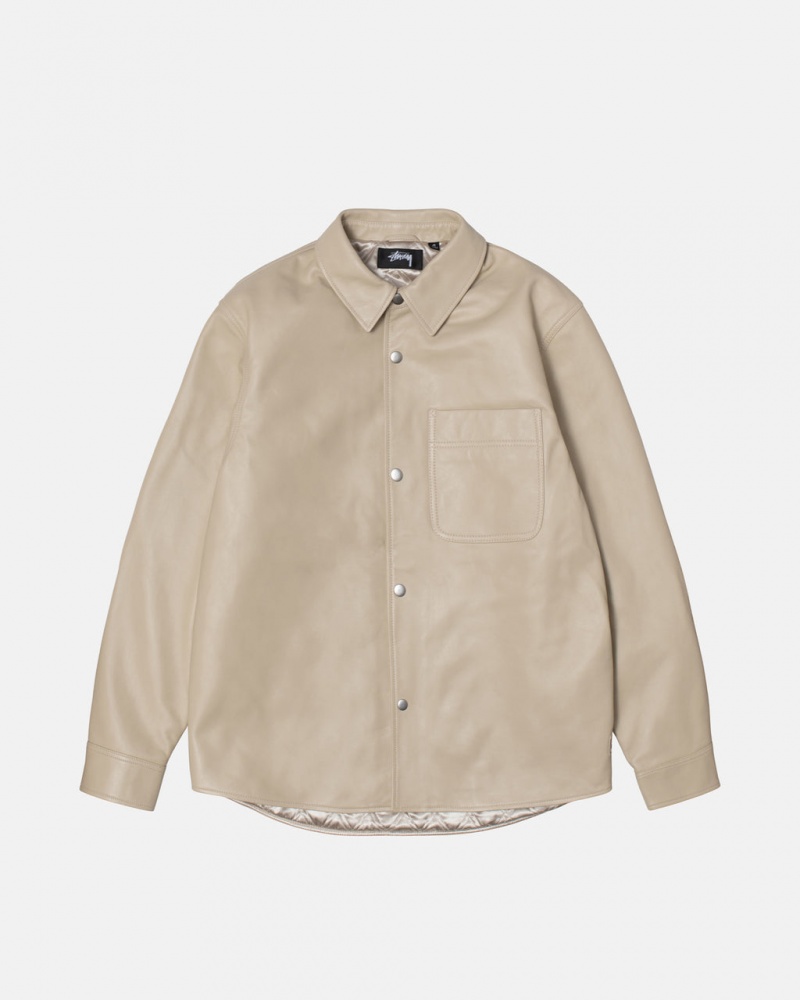 Stussy Cuero Overshirt - Unisex Tops Beige | MMXFT44451