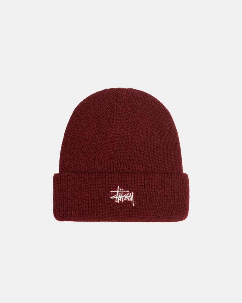 Stussy Cuff Beanie Basic - Unisex Rojos Oscuro | SMXVO41964