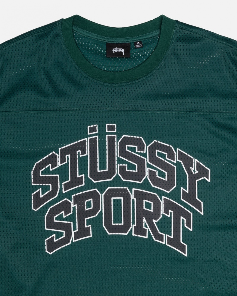 Stussy Deporte Mesh Football Jersey - Unisex Sweaters Knits Verdes | MXDFL32064