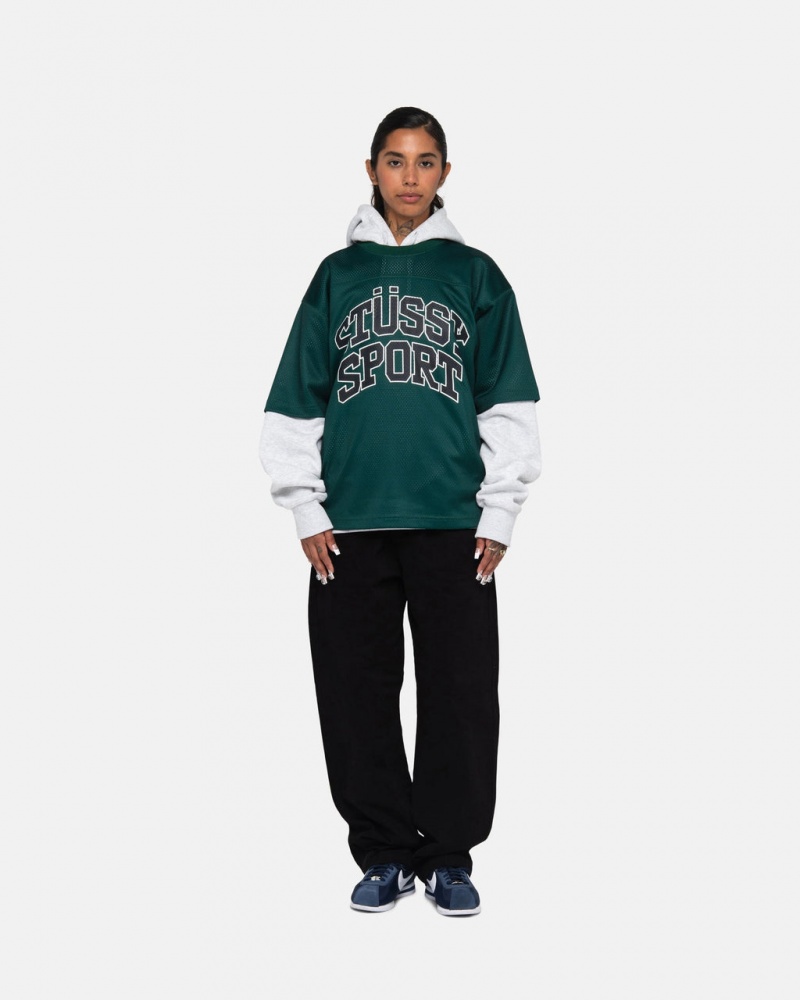 Stussy Deporte Mesh Football Jersey - Unisex Sweaters Knits Verdes | MXDFL32064