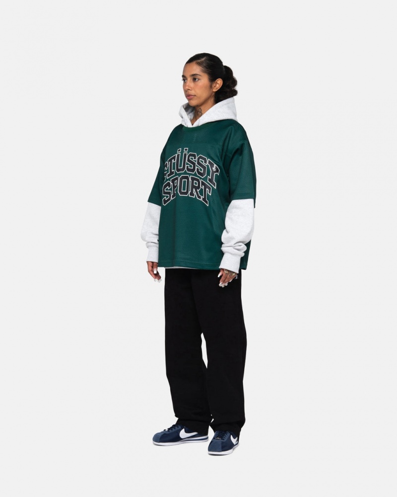 Stussy Deporte Mesh Football Jersey - Unisex Sweaters Knits Verdes | MXDFL32064