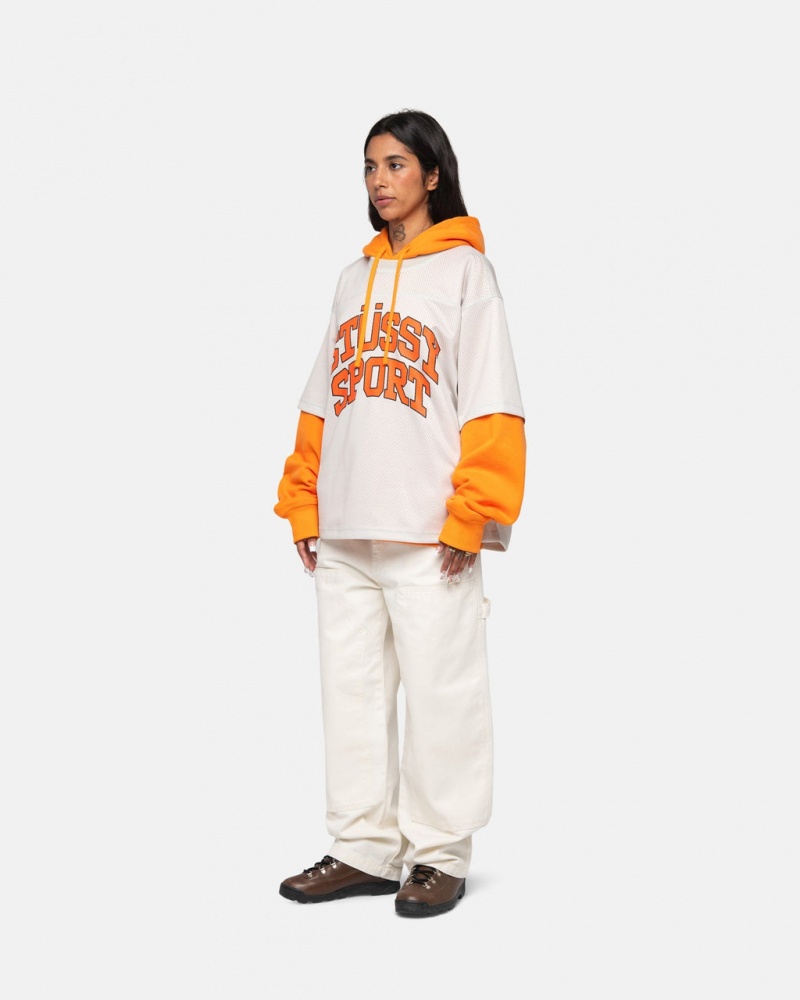 Stussy Deporte Mesh Football Jersey - Unisex Sweaters Knits Beige | MXEGJ16613