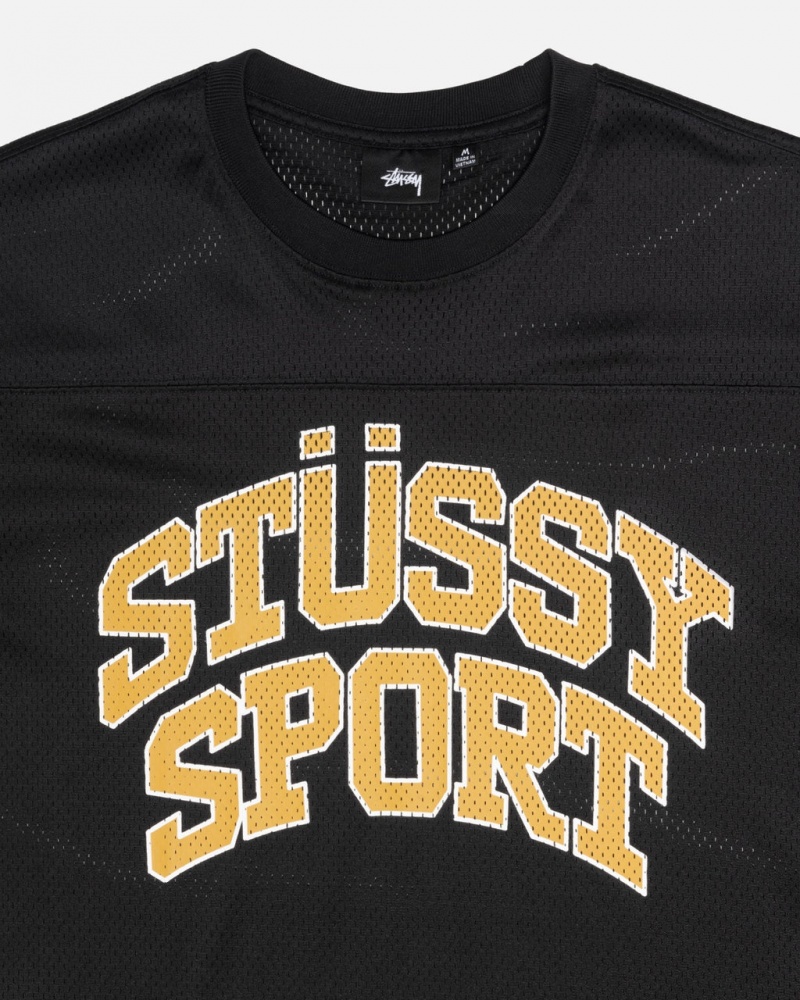 Stussy Deporte Mesh Football Jersey - Unisex Sweaters Knits Negros | XMXBH63665