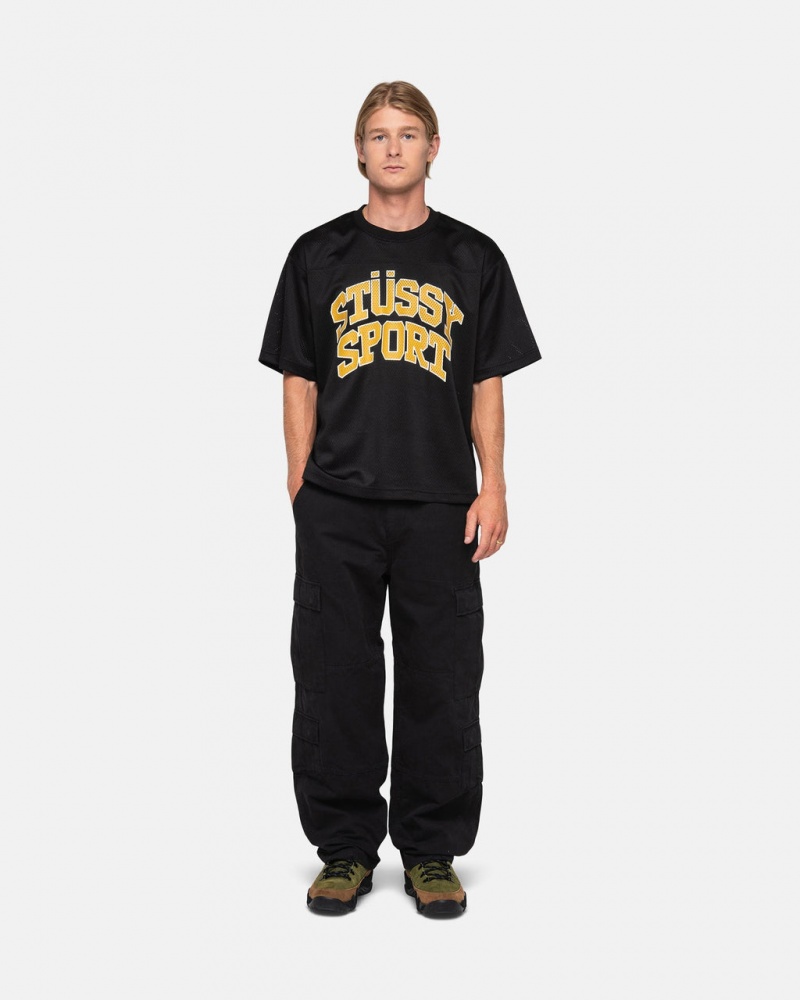 Stussy Deporte Mesh Football Jersey - Unisex Sweaters Knits Negros | XMXBH63665