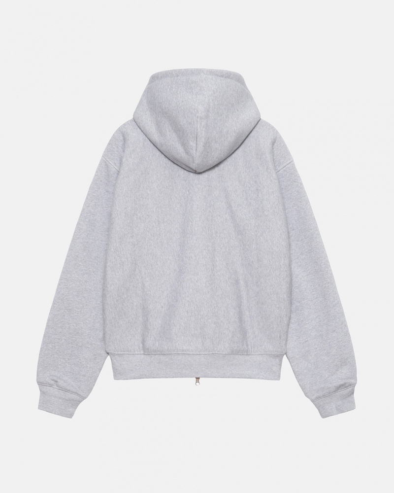 Stussy Double Face Label Zip Hoodie - Unisex Hoodies Grises | ZMXMJ55999