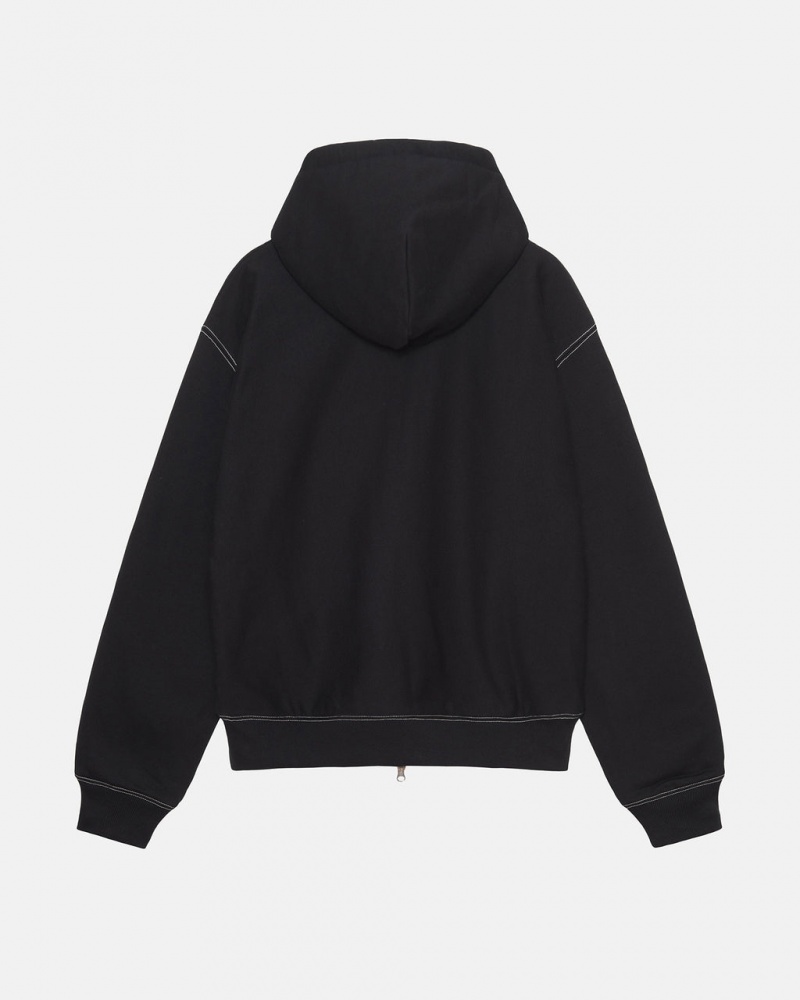 Stussy Double Face Label Zip Hoodie - Unisex Hoodies Negros | ZMXNQ28035