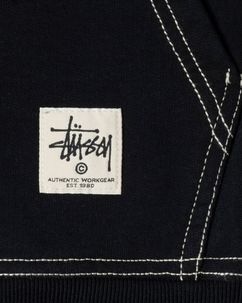 Stussy Double Face Label Zip Hoodie - Unisex Hoodies Negros | ZMXNQ28035