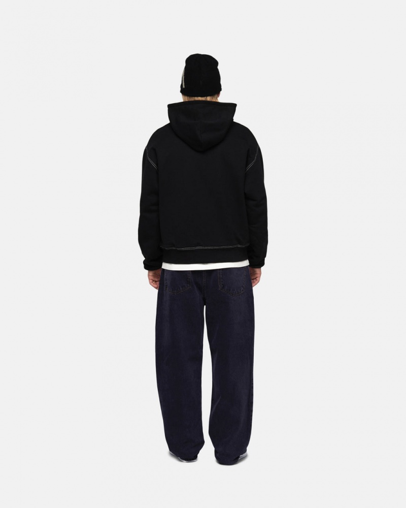 Stussy Double Face Label Zip Hoodie - Unisex Hoodies Negros | ZMXNQ28035