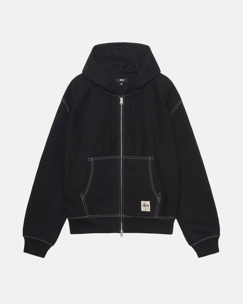 Stussy Double Face Label Zip Hoodie - Unisex Hoodies Negros | ZMXNQ28035