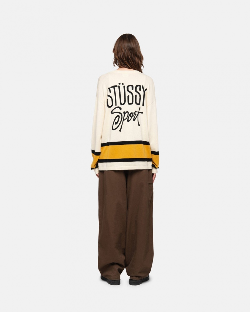 Stussy Hockey Sueter - Unisex Sweaters Beige | MXZPD16175