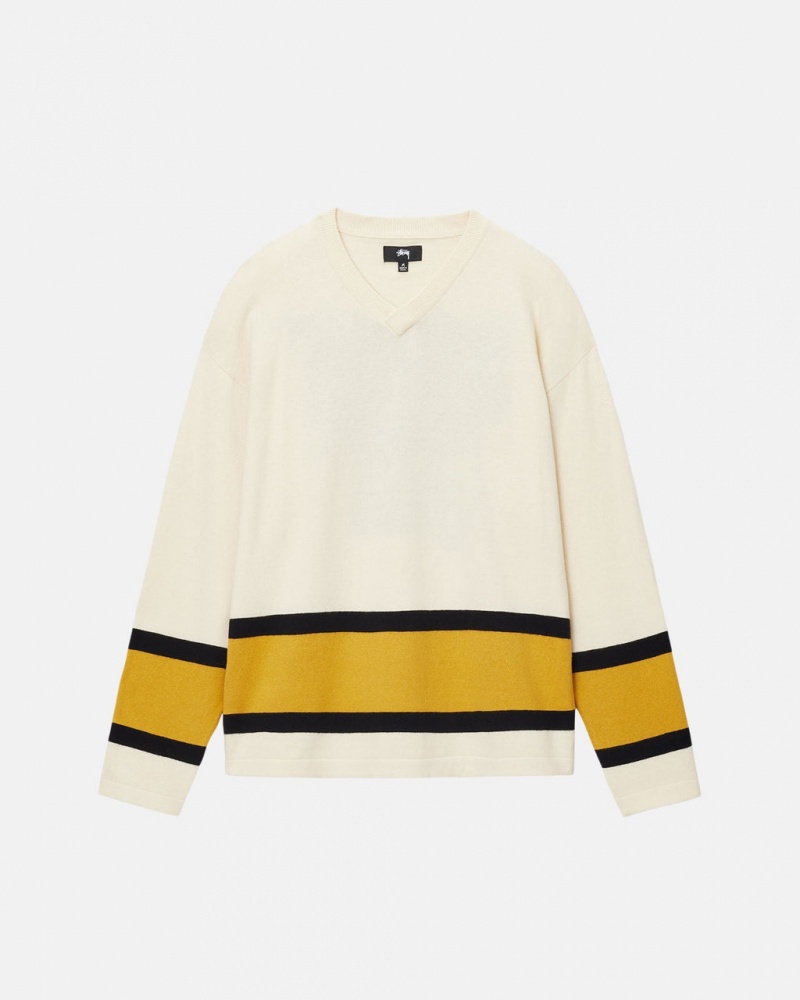 Stussy Hockey Sueter - Unisex Sweaters Beige | MXZPD16175