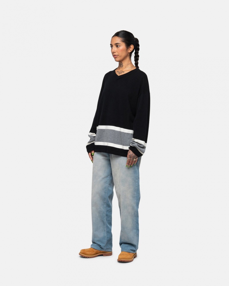 Stussy Hockey Sueter - Unisex Sweaters Knits Negros | DMXVO49132